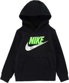 Fit & Design Loose fit hoodie Multi-panel hood Ribbed cuffs and waistband Lightweight, brushed fleece fabric Front kangaroo pocket Nike® chest logo graphic Additional Details Machine wash Sporty Fashion, Boys Fleece, Cozy Pullover, Toddler Hoodie, Boys Nike, Nike Kids, Active Hoodie, Workout Hoodie, Outfit Inspo Fall