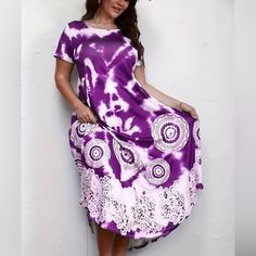 Women's Plus Size Elegant Flared Dress, Summer Tie Dye Crew Neck Tee Dress Short Sleeve 100% Polyester Halter Top Maxi Dress, Hippie Maxi Dress, Purple Lace Dress, Beaded Maxi Dress, Summer Tie Dye, Plus Size Elegant, Spaghetti Strap Maxi Dress, Floral Embroidered Dress, Red Dress Maxi