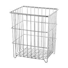 a metal wire basket on a white background