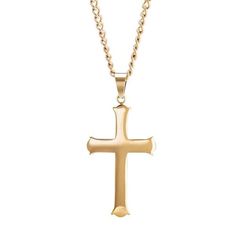 Ships in 1 to 2 business days This durable men's cross necklace really shines. Made from high quality gold-colored stainless steel. Features flared ends to make it really stand out! Cross size: 1 3/4" x 1" Includes an upgraded curb chain Mens Cross Necklace, Steel Cross, Mens Crosses, Mens Gold, Curb Chain, Cross Necklace, Gold Color, Ships, Stainless Steel