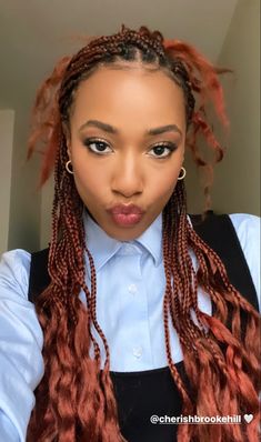 Auburn Hair Braids, Auburn Braids Black Women, Auburn Box Braids, Auburn Braids, Ginger Box Braids, Alyah Chanelle Scott, Red Box Braids, Red Hair Inspo