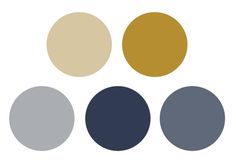 four different shades of gray, yellow and brown on a white background with the words color theory