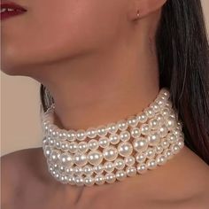 Womans Faux Pearl Choker Has Five Rows Of Beautiful Pearls Made To Fine Quality Has Extension Chain To Fit All Necks Nwt . Comes With Gift This One Comes With Pearl Earrings Until Stock Runs Out Makeup Accesories, Pearls Jewelry, Chocker Necklace, Pearl Choker, Pearl White, Womens Jewelry Necklace, Faux Pearl, Choker, Pearl Earrings