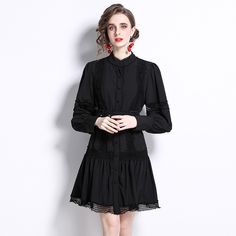 F00145099-105 Casual Long Sleeve Dress For Spring, Chic Fit And Flare Dress For Fall, Spring Casual Long Sleeve Fitted Dress, Fitted Long Sleeve Casual Dress, Casual Long Sleeve Knee-length Dress For Work, Casual Knee-length Long Sleeve Dress For Work, Chic Long Sleeve Fit And Flare Midi Dress, Spring Mid-length Long Sleeve Dress, Feminine Mid-length Mini Dress For Dress Down Events