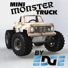 an image of a monster truck with the words mini monster truck by edge