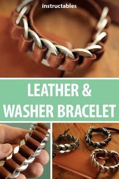 leather and washer bracelets with instructions on how to make them in the usa