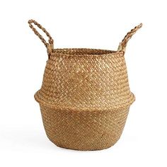 Wicker Bamboo Natural Brown Basket Rattan Planters, Grocery Basket, Seagrass Storage Baskets, Vase Transparent, Belly Basket, Laundry Basket Organization, Natural Baskets, Folding Laundry, Hanging Flower Pots