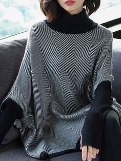 Affordable price buy Sweaters on Stylewe, SPU: 11SW9N433A, Color: Black, Activity:Daily, Clothes Length:Regular. Clothes Remake, Plain Sweaters, Casual Turtleneck, Daily Clothes, Pullover Mode, Boho Style Outfits, Stylish Work Attire, Buy Sweaters, Long Sleeve Turtleneck