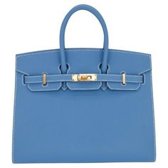 Brand: Hermès Style: Birkin Sellier Size: 25cm Color: Bleu Jean Material: Epsom Leather Hardware: Gold Hardware (GHW) Dimensions: 10" W x 7.5" H x 4.75" D Handle Drop: 4" Birkin Sellier, Hermes Style, Jean Material, Leather Hardware, Jeans Material, Hermes Bag, Hermes Birkin, Gold Hardware, Top Handle Bag