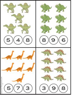 the printable worksheet for learning numbers and counting to 10 with dinosaurs