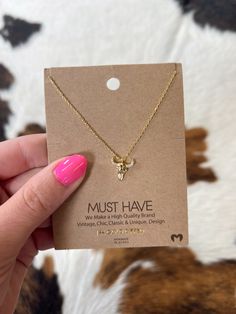 18K Gold Dipped Approximate Length: 16 inches Cow Skull, Skull Necklace, Accessories Ideas, Gold Dipped, Dream Jewelry, Cow, 18k Gold, Gold Necklace, Necklaces