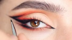 Orange Goth Makeup, Flame Eyeliner, Fire Makeup, Vampire Bride, Eyeliner Hacks, Rave Makeup, Flame Design, Eye Makeup Designs