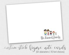 the family personalized note cards with an image of three children on each one side