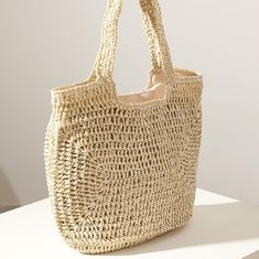 Color: Pink Casual Woven Straw Bag For Everyday, Casual Everyday Beach Bag With Braided Handles, Casual Braided Beach Bag For Spring, Casual Woven Beach Bag For Daily Use, Casual Woven Straw Travel Bag, Casual Woven Straw Bag For Travel, Casual Braided Straw Bag For Travel, Casual Everyday Woven Beach Bag, Casual Woven Beach Bag For Everyday Use