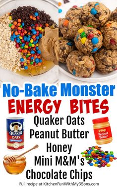 no bake monster energy bites recipe on a plate