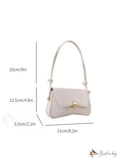 BirdinBag - Vintage White Flap Baguette with Knot Detail - Chic PU Leather Handbag Rectangular Baguette Bag With Hasp Closure For Daily Use, Elegant Handheld Baguette Bag With Hasp Closure, Office Shoulder Bag With Single Handle, Office Rectangular Shoulder Bag With Single Handle, Classic Beige Handheld Baguette Bag, Beige Handheld Baguette Bag For Formal Occasions, Daily Use Shoulder Baguette Bag With Hasp Closure, Everyday Square Baguette Bag With Hasp Closure, Square Baguette Bag With Hasp Closure For Everyday