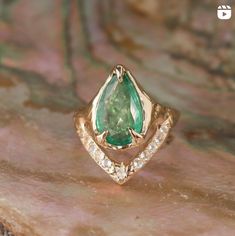 Emerald Trio Ring II | Emeralds, 14k Gold – From Isla Ethereal Jewelry, Flush Set Diamond, Trio Ring, Paraiba Tourmaline, Ancient Jewelry, Custom Ring Designs, Everyday Rings, Custom Earrings, Diamond Band