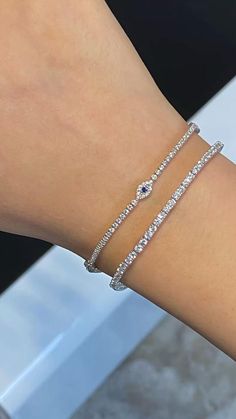 Evil Eye Tennis Bracelet, Women Bracelets, Bracelet Tennis, Bracelets Silver, Bracelet Diamond, Bracelets Gold, Diamond Tennis Bracelet