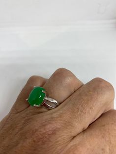 Vintage green nephrite jade Ornate German Silver ring, does not tarnish, NOT sterling Sizes 7, 8 or 9 All rings are shipped in a nice gift box. Check out our over a THOUSAND great reviews Engraving is $4 per letter and is not always perfect depending on the piece. It can take a few days if the jeweler is busy. This is payable to Paypal Judithsltd@gmail.com Green Open Emerald Ring For Gift, Green Emerald Open Ring - Gift, Jade Rings For May Birthstone, Jade Ring For May Birthstone Gift, Green Jade Ring Suitable For Gift, Green Polished Finish Rings As Gift, Green Cabochon Ring For Anniversary, Green Jade Ring As A Gift, Green Jade Ring For Gift