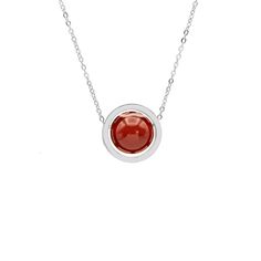 "Natural Red Agate stone circle pendant chain necklace made with stainless steel. This necklace is a water-resistant, and you can wear them all day long without taking them off.  Type of chain: Cable Chain Also, we can make it longer or shorter if you want it. Chain thickness: 1 mm Pendant size: 15x 15 mm Stone size: 10 mm Clasp: lobster clasp. Cable chains are one of the classic types of necklace chain links with more highly dependable, durable, stability and resistance. This Beautiful necklace, it is from \"My Energy\" Jewelry Collection, is a collection that differentiates you, inspired by the energies of precious stones, making you feel safe, positive, unique and protected wherever you go.  The Circle is a universal sign that symbolizes eternity, life wholeness and perfection. It can a Types Of Necklace, Stone Circle, My Energy, Zodiac Signs Gemini, Circle Pendant Necklace, Calming Stones, Chain Links, Stone Pendant Necklace, Red Agate