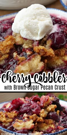 cherry cobbler with brown sugar pecan crust is an easy and delicious dessert recipe