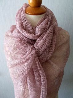 Pale  Pink Linen Shawl Scarf Natural Summer Wrap for Women in Handmade Pink Shawl For Spring, Pink Shawl Scarf For Beach, Elegant Handmade Shawl For Summer, Elegant Handmade Summer Shawl, Rough Linen, Linen Shawl, Linen Scarf, Old Pink, Summer Wraps