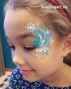 Ice Princess Makeup For Kids, Snowman Makeup Kids, Winter Wonderland Face Paint, Easy Winter Face Painting, Elsa Kids Makeup, Face Painting For Christmas, Winter Face Paint Ideas, Winter Face Painting Ideas For Kids, Elsa Face Paint Easy