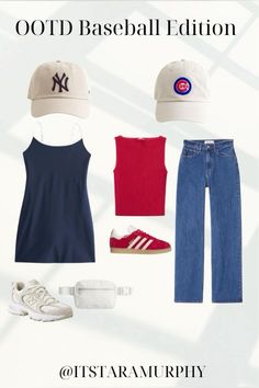 an image of a baseball outfit and shoes on display with the caption ootd baseball edition