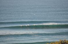 several surfers are riding the waves in the ocean