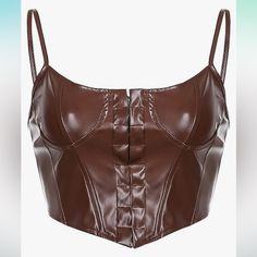 Nwot Pu (Faux) Leather Corset Push Up Bustier Top Size Small. Hooks To Close In Front. Hand Wash Separately Or Dry Clean Recommended. No Tags But I Have Never Actually Worn It, I’m Perfect Condition. Punk Tops, Leather Tank Top, Leather Crop Top, Leather Bustier, Off Shoulder Crop Top, Corset Crop Top, Spaghetti Strap Tank Top, Leather Corset, Clothing Details