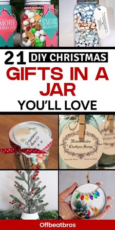 christmas gifts in jars with the words diy christmas gifts in jar you'll love