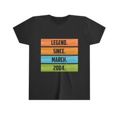 Legend Since March 2004 Youth Shirt, 16th Happy Birthday Mar Party Bor – Starcove Fashion Teenager Boy, Chic Kids, Pastel Plaid, Youth Shirt, Thanksgiving Shirts, Birthday Gifts For Girls, Unisex Shirts, Boy Girl, Unisex Shirt