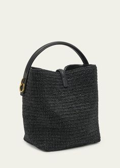 Saint Laurent Le 37 Raffia Bucket Bag - Bergdorf Goodman Elegant Leather Bucket Straw Bag, Modern Leather Straw Bucket Bag, Modern Leather Bucket Straw Bag, Elegant Straw Bucket Bag With Leather Handles, Elegant Bucket Straw Bag With Leather Handles, Luxury Straw Bucket Bag With Detachable Handle, Elegant Straw Bucket Bag With Detachable Strap, Elegant Bucket Straw Bag With Detachable Strap, Elegant Everyday Bucket Straw Bag