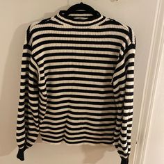 Anthropologie Black And White Striped Cowlneck Sweater New With Tags Cut Off! Anthropologie Sweater, Cowl Neck Sweater, Colorful Sweaters, White Stripe, Anthropologie, Sweaters For Women, Black And White, White, Women Shopping