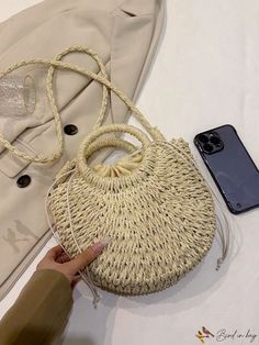 Bird in Bag - Womens Semi-Circular Woven Straw Handbag - Perfect for Casual Beach Vacations and Dates Trendy Beach Bag With Round Handle For Vacation, Trendy Beach Bags With Round Handle, Trendy Beach Bag With Round Handle, Casual Bags For Beach Season With Round Handle, Casual Beach Season Bag With Round Handle, Casual Round Handle Bag For Beach Season, Trendy Beach Bag With Round Handle For Daily Use, Casual Vacation Shoulder Bag With Round Handle, Round Shoulder Bag For Everyday Use In Summer