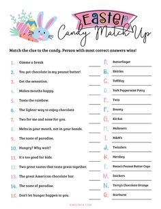 the easter candy match is shown in this printable activity for kids to practice their spelling skills