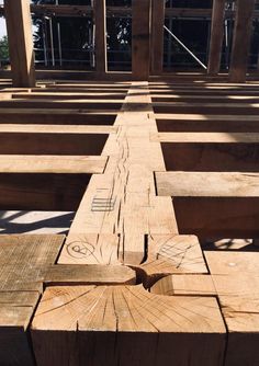 several pieces of wood sitting on top of each other