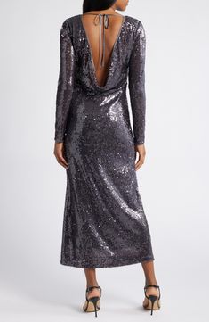 This sequin-dipped cocktail dress has a flirty cowl back that is sure to turn heads as you make your grand entrance. Ties at back Bateau neck Long sleeves Lined 100% polyester Hand wash, dry flat Imported Cocktail Dress Nordstrom, Long Sleeve Cocktail Dress, Bateau Neck, Grand Entrance, Fabric Gift Bags, Nordstrom Store, Fabric Gifts, Free Fabric, Nordstrom Dresses