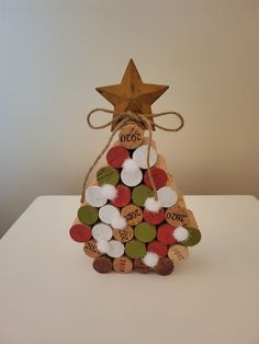 a christmas tree made out of wine corks