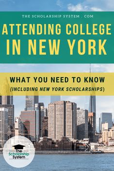 an image of a city with the words attending college in new york