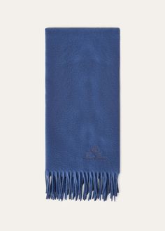 Extra-fine cashmere scarf with exclusive Loro Piana “frisson” finish, which gives the fabric sheen and adds luminosity to the colours. The perfect accessory for formal looks and casual outerwear. Luxury Pashmina Shawl Scarf, Classic Formal Pashmina Scarf, Classic Formal Pashmina Scarves, Luxury Formal Winter Scarves, Luxury Winter Formal Scarves, Elegant Blue Pashmina Shawl For Winter, Elegant Wool Scarves For Formal Occasions, Best Travel Accessories, Casual Outerwear