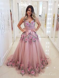 Long Prom Dresses Cheap, Prom Dresses Cheap, Embroidery Tulle, Tulle Embroidery, Cheap Prom Dresses Long, A Line Evening Dress, V Neck Prom Dresses, Vintage Prom, Dresses Cheap