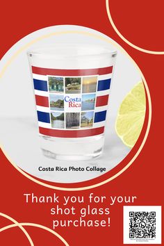 an advertisement for costa rica photo collage featuring a shot glass with lemon wedges