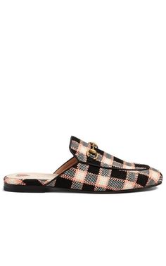 These iconic GUCCI slippers are updated in a check tweed with leather trim.The Italian-crafted mules are finished with GUCCI's signature gold-toned Horsebit detailSlip-onUpper: Tweed; Lining Composition: leather 100%Sole:Leather;Trim: LeatherThis style runs small, GUCCI recommends selecting a half size larger0.4" heel heightMade in Italy Tweed Shoes, Gucci Slipper, Gucci Slippers, Gucci Princetown, Woven Mules, Gucci Box, Gucci Sweater, Gucci Pink, Shoes Gucci