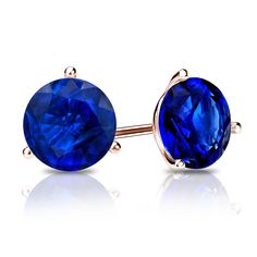 These magnificent gemstone stud earrings come set in 14k rose gold metal with a 3-prong martini setting and breathtaking round-cut blue sapphire with an approximate total weight of 1.25 ct. These gemstone studs are available with push-back or lever back clasps. Black Diamond Pendant, Martini Set, Sapphire Stud Earrings, Blue Sapphire Studs, Black Diamond Studs, Halo Diamond Earrings, Earrings Sparkle, Gorgeous Style, Colored Diamond Rings