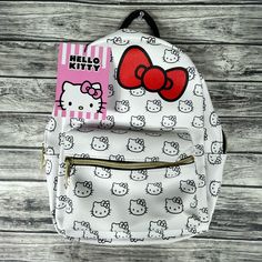 New With Tags Hello Kitty Backpack Trendy Hello Kitty Print Bag For Back To School, Trendy Hello Kitty Print Back To School Bag, Trendy Hello Kitty Back To School Bag, Kawaii Hello Kitty Backpack For Everyday Use, Kawaii White Backpack For Everyday Use, White Kawaii Backpack For Everyday Use, Hello Kitty Backpack For Everyday Use, White Hello Kitty Backpack For Everyday Use, Trendy Hello Kitty Print Backpack For Everyday Use