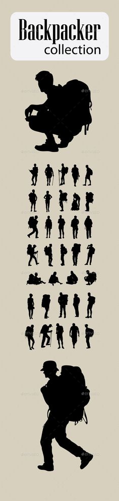 the silhouettes of people are shown in black and white