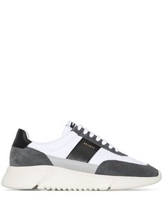 White/grey/black Genesis runner panelled sneakers from AXEL ARIGATO featuring panelled design, round toe, front lace-up fastening, logo patch at the tongue, gold-tone logo lettering and ridged rubber sole. | Axel Arigato Genesis runner panelled sneakers Axel Arigato Genesis, Axel Arigato Shoes, Axel Arigato Sneakers, Christmas Salads, Diy Clothes And Shoes, Axel Arigato, Dolce E Gabbana, Sneakers Grey, Chunky Sneakers