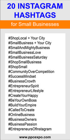 an orange and white poster with the words 20 instagramm hashs for small businesses