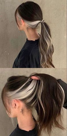 Easy cute trendy hair color ideas | Hairstyle tutorial ideas Brunette On Top Blonde Underneath, Blonde Highlights Underneath Brown Hair, Brunette Hair Blonde Underneath, Dark Brown Blonde Underneath, Under Money Piece Hair, Dark On Top Light Underneath Hair, Money Piece Underneath Hair, Peekaboo Hair Blonde And Brown, Dark Brown Hair With Blonde Pieces